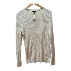 NWT Talbots Cream Cable Knit Long Sleeve Classic Preppy Sweater Size XL